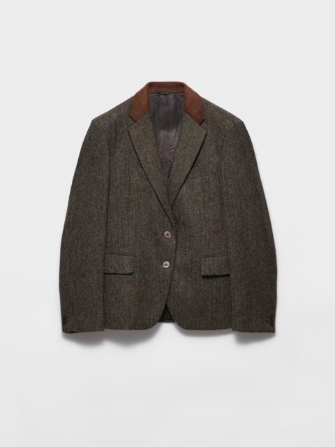 Prada Single-breasted Shetland wool chevron jacket