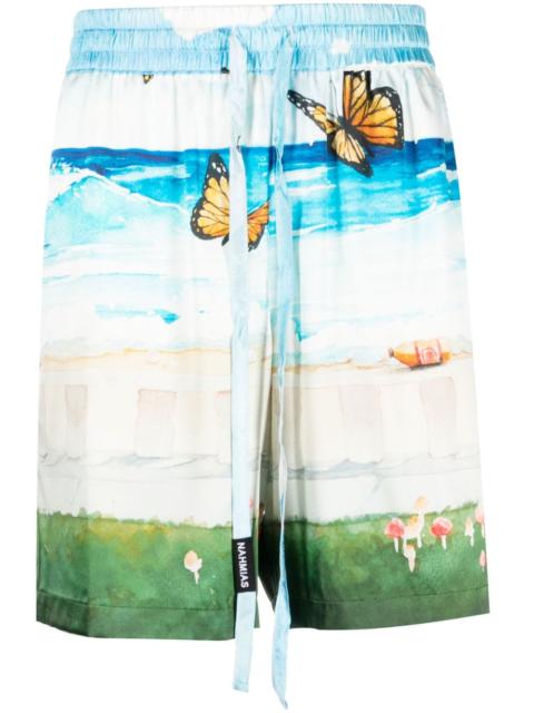 NAHMIAS Butterfly Beach Silk Shorts
