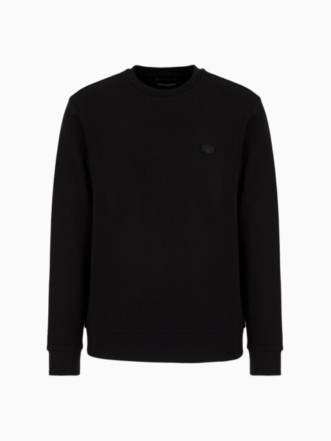 Crew-neck sweatshirt with micro logo patch