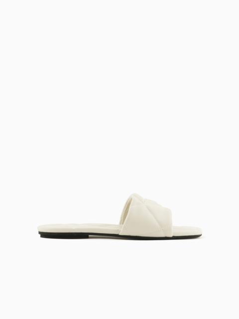 EMPORIO ARMANI Quilted nappa-leather effect sandals with eagle