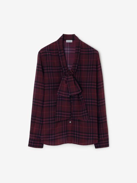 Burberry Check Silk Scarf Blouse
