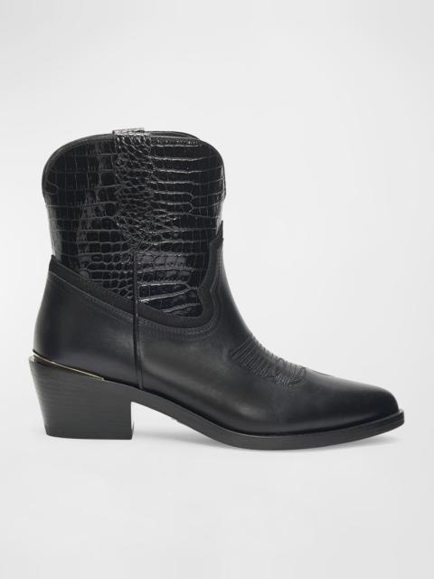 PARTLOW Jena Croco Western Ankle Booties