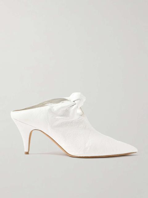 Rowan knotted crinkled-leather mules