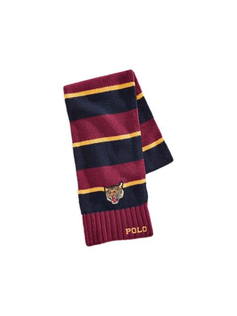 Polo Ralph Lauren Rugby striped tiger-detail scarf
