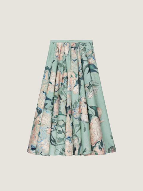 Givenchy LONG CIRCULAR SKIRT IN POPLIN WITH ROSES PRINT