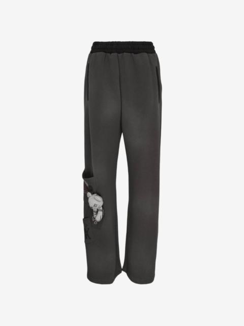 We11done Doodle Teddy logo-print track pants