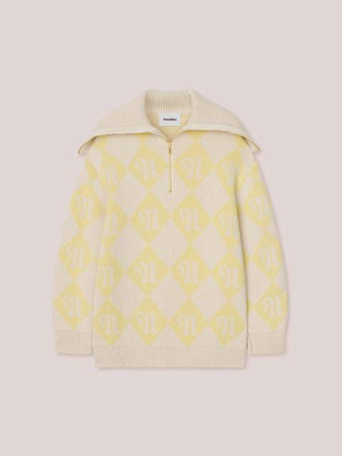 Nanushka DYRA - Pilgrim collar oversized sweater - Creme/Yellow