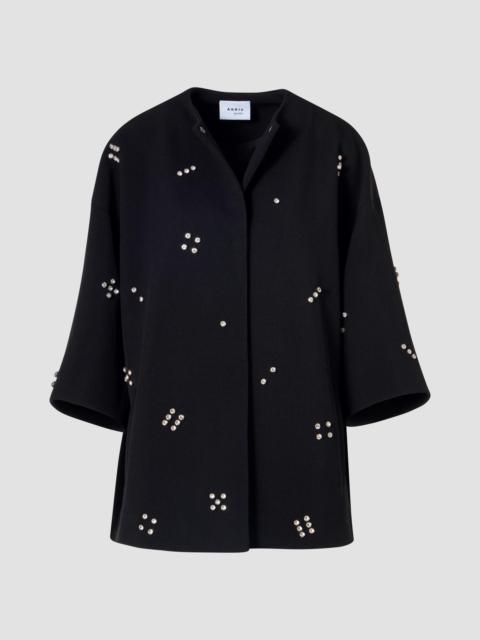AKRIS Women's Diamond Dice Dot Wool Car Coat - Black