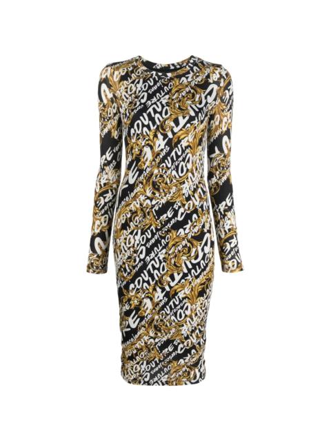 VERSACE JEANS COUTURE Barocco logo-print midi dress
