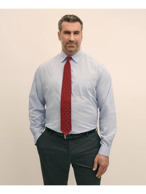 Brooks Brothers Big & Tall Stretch Cotton Broadcloth Non-Iron Ainsley Collar Glen Plaid, Dress Shirt