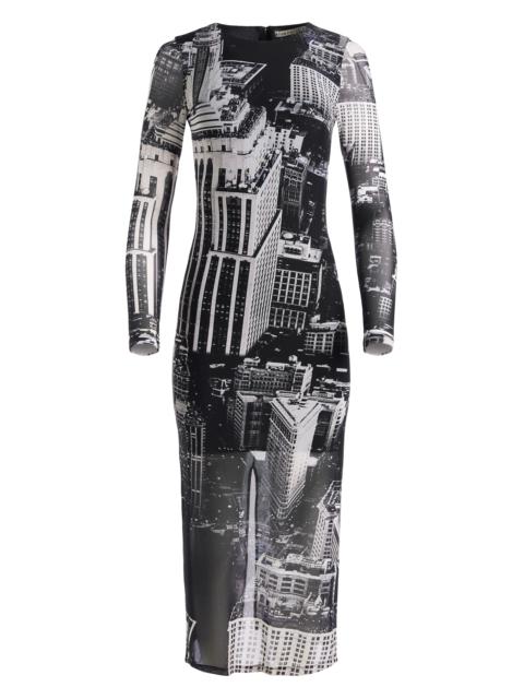 Alice + Olivia DELORA LONG SLEEVE MIDI DRESS
