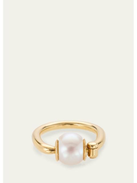 MARLA AARON Pearl Trundle Lock Ring in 18K Yellow Gold