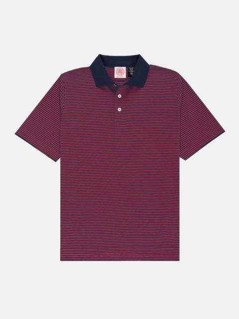 J. PRESS NAVY & RED COTTON JERSEY STRIPE POLO - CLASSIC FIT