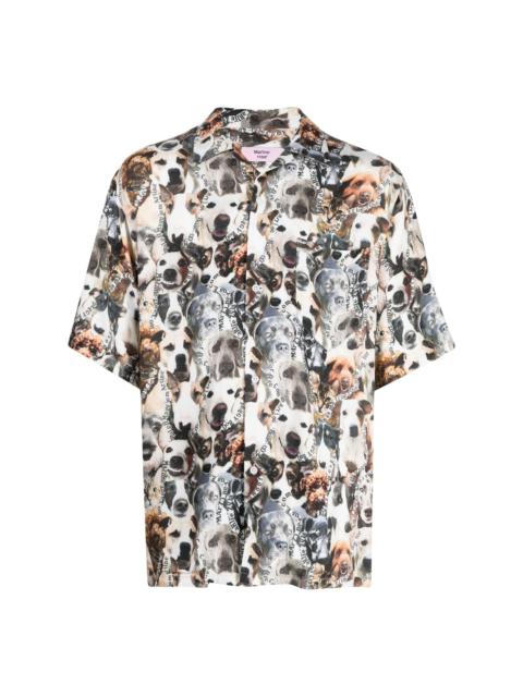 dog-print short-sleeve shirt
