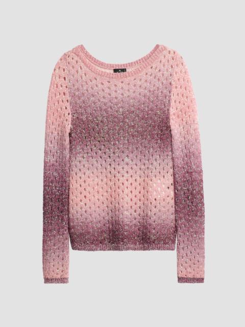 Etro Women's Sequin Nylon-Wool Open-Knit Sweater - Plum