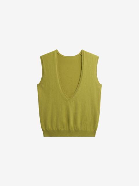 The Frankie Shop Lizan Deep V Neck Knit Vest - Chartreuse