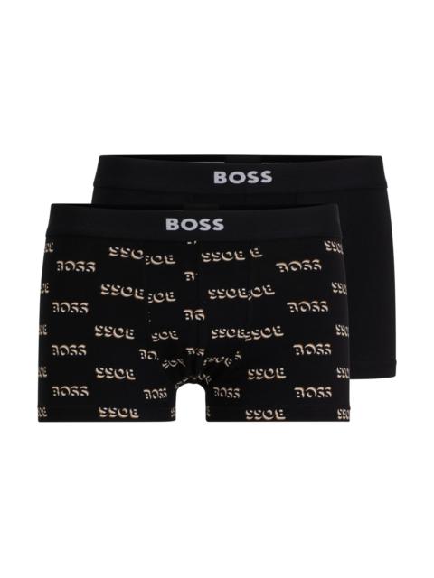 BOSS TWO-PACK OF STRETCH-COTTON TRUNKS WITH LOGO WAISTBANDS