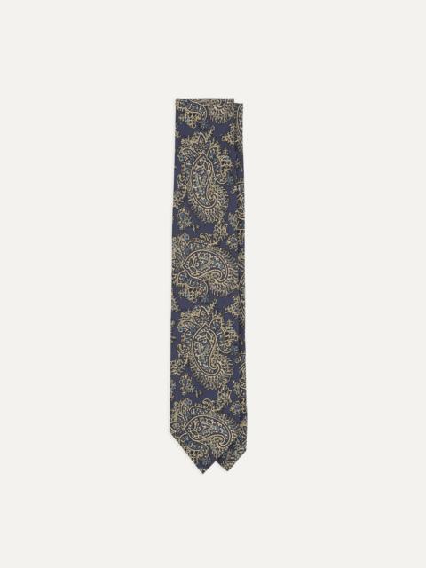 Drake's Blue Floral Paisley Print Silk Self Tipped Tie
