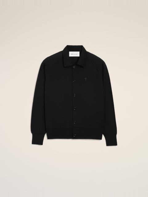 AMI Paris BLACK WOOL SHIRT COLLAR AMI DE COEUR CARDIGAN