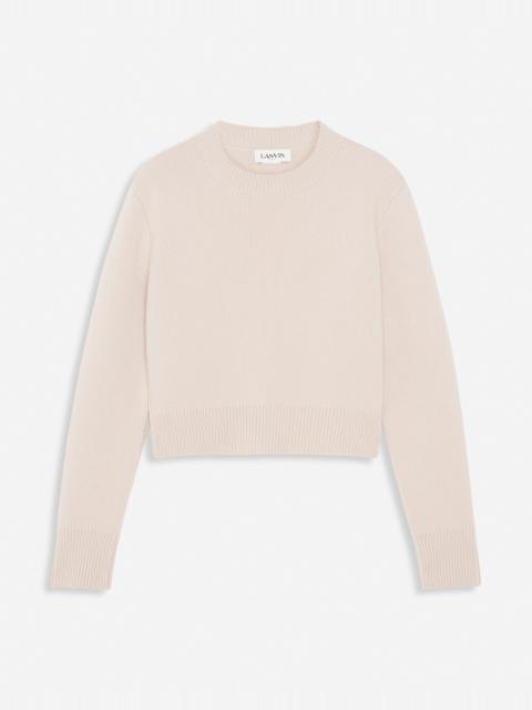 CROPPED WOOL AND CASHMERE CREWNECK SWEATER