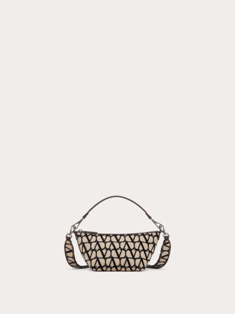 Valentino TOILE ICONOGRAPHE SHOULDER BAG WITH LEATHER DETAILS