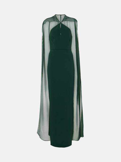 Caped satin crêpe gown