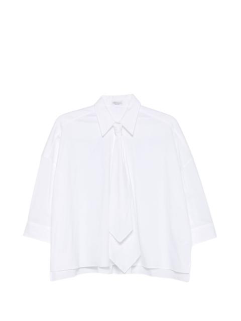 Brunello Cucinelli tie-detail three-quarter sleeve shirt