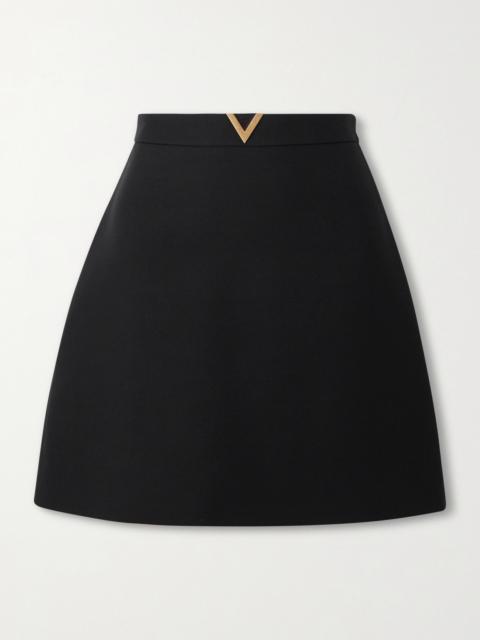 Valentino Embellished Wool And Silk-blend Crepe Mini Skirt