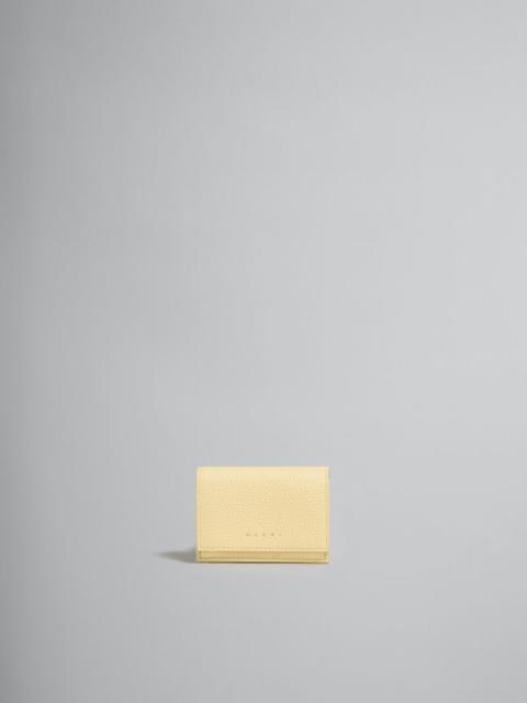 Marni LIGHT YELLOW LEATHER TRIFOLD VENICE WALLET WITH MARBLED INTERIOR