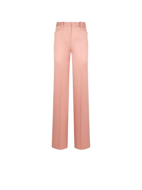 SILK AND WOOL TWILL TAILORED BOOT CUT PANTS