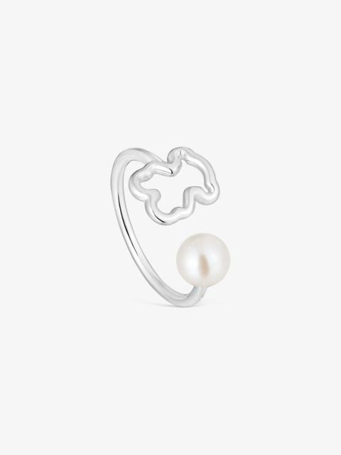 TOUS Silver Open ring with cultured pearl New Silueta