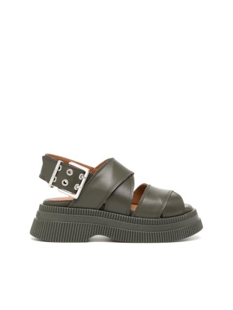 GANNI BLACK LIGHT WEIGHT EVA ASYMMETRICAL SANDALS | REVERSIBLE