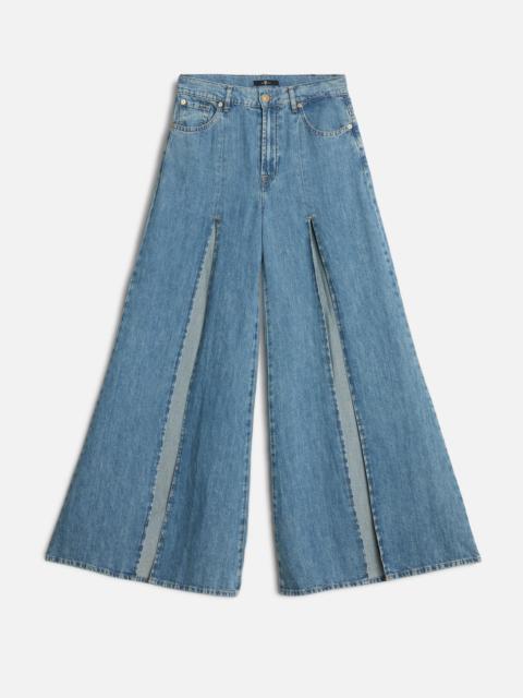 7 For All Mankind Indigo Linen Willow Palazzo Wide Leg in Arizona