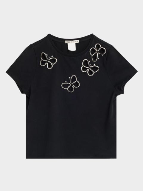 Alice + Olivia Cindy Embellished Butterfly Cropped T-Shirt