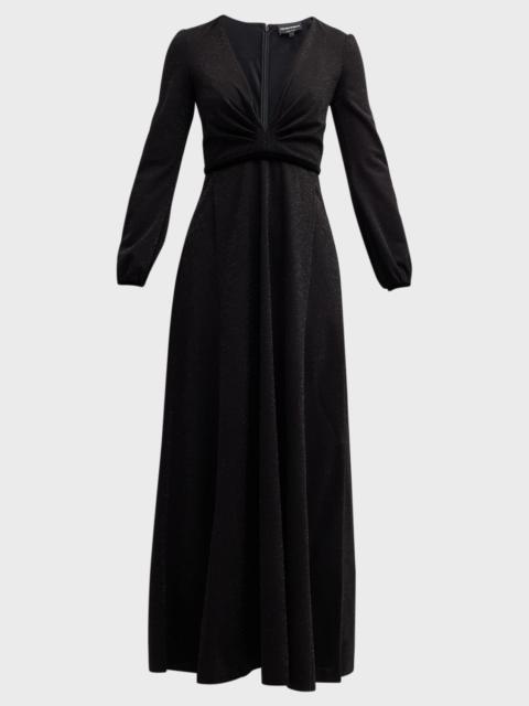 EMPORIO ARMANI Deep V-Neck Shimmer Jersey Maxi Dress