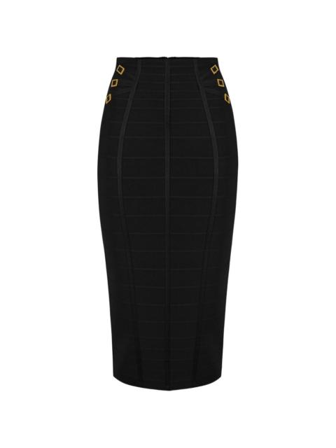 ELISABETTA FRANCHI 3D knit ring-detail midi skirt