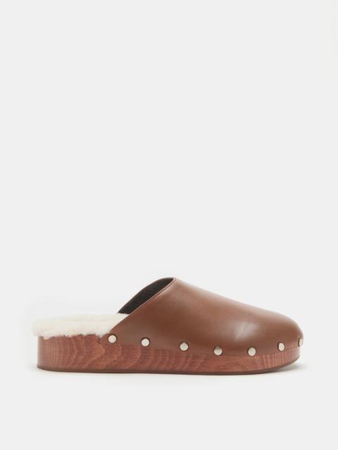 LE MONDE BÉRYL Agnes Sabot / Nougat Leather Cream Shearling