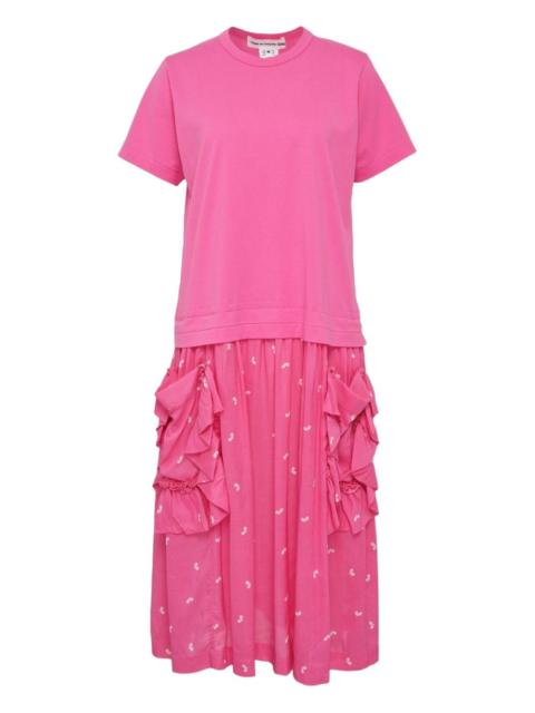 Comme des Garçons GIRL side frills leaf pattern midi dress
