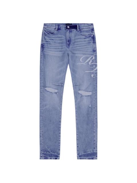 RTA Bryant cursive-print jeans