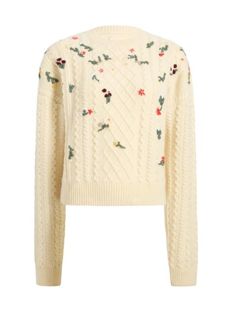 KHAITE Elias Embroidered Cashmere-Mohair Sweater