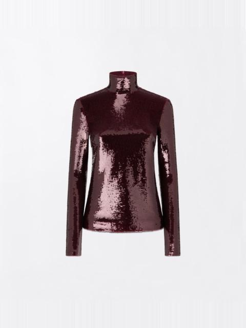 TOM FORD PAILLETTES EMBROIDERY LONG SLEEVE TURTLENECK TOP