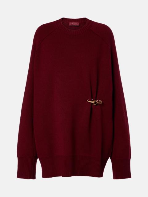 GUCCI Gathered wool and cashmere sweater