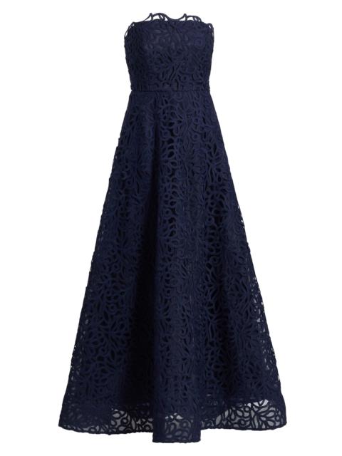 MILLY Women's Sonja Curled Lace Gown - Navy