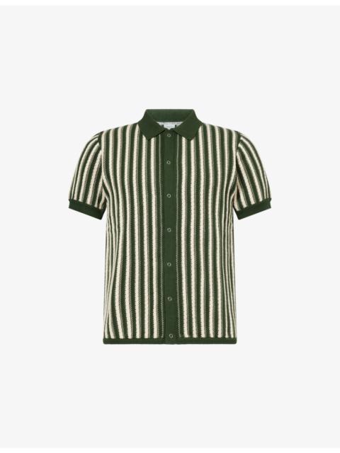PERCIVAL Collins Striped Knitted Polo Shirt