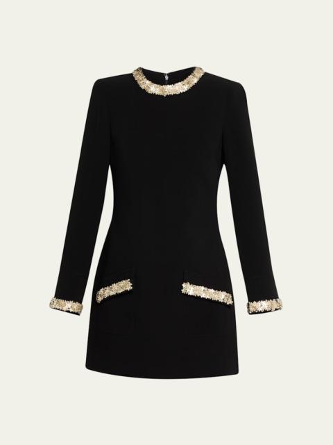 Cinq à Sept Adi Long-Sleeve Floral Embellished Mini Dress