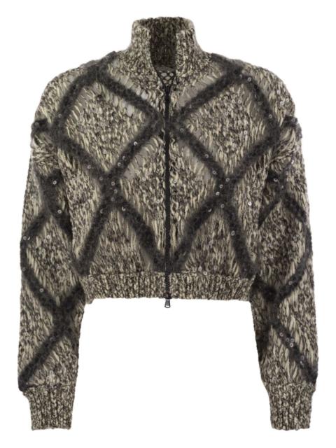 diamond-pattern cardigan