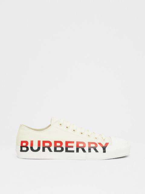 Burberry Logo Print Tri-tone Cotton Canvas Sneakers
