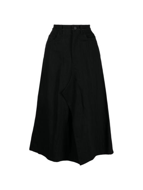 high-waist cotton midi skirt