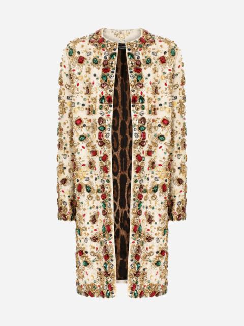 Dolce & Gabbana Jacquard coat with embroidery