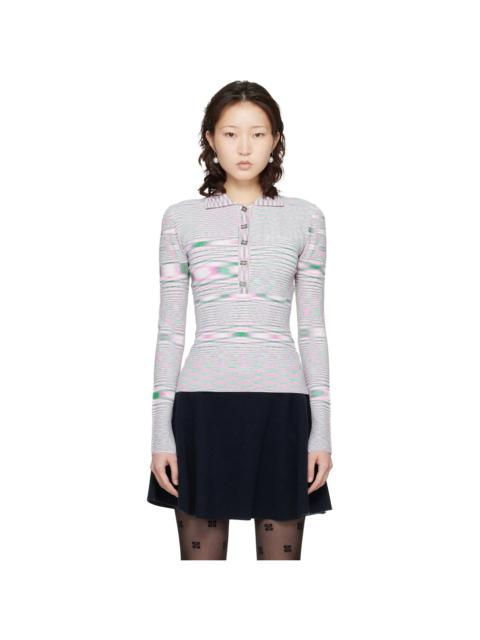 GANNI Pink & Green Spacedyed Knit Polo